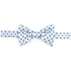 PAPILLON ANNODATO IN SETA AZZURRO Microfantasia geometrica