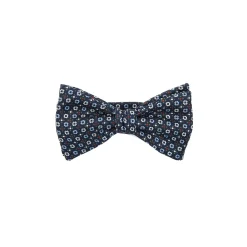 PAPILLON ANNODATO IN SETA BLU SCURO Microfantasia fiore
