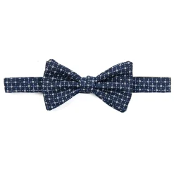 PAPILLON ANNODATO IN SETA BLU SCURO Microfantasia fiore