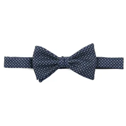 PAPILLON ANNODATO IN SETA BLU SCURO Microfantasia fiore