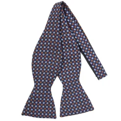 PAPILLON DA ANNODARE IN SETA BLU SCURO Microfantasia fiore