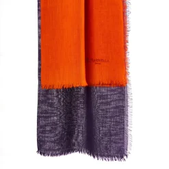 PASHMINA ARANCIONE E VIOLA EFFETTO SFUMATO In cashmere