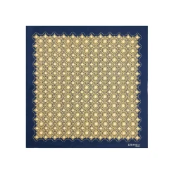 POCHETTE DA TASCHINO IN SETA STAMPATA A MANO BLU SCURO Macrofantasia fiore