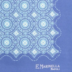 POCHETTE DA TASCHINO IN SETA STAMPATA A MANO AZZURRA Macrofantasia fiore