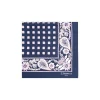 POCHETTE DA TASCHINO IN SETA STAMPATA A MANO BLU SCURO Microfantasia fiore