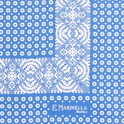 POCHETTE DA TASCHINO IN SETA STAMPATA A MANO BLU MEDIO Microfantasia fiore
