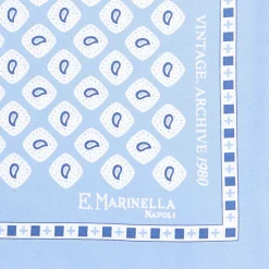 POCHETTE DA TASCHINO IN SETA STAMPATA A MANO AZZURRA Fantasia archivio 1980