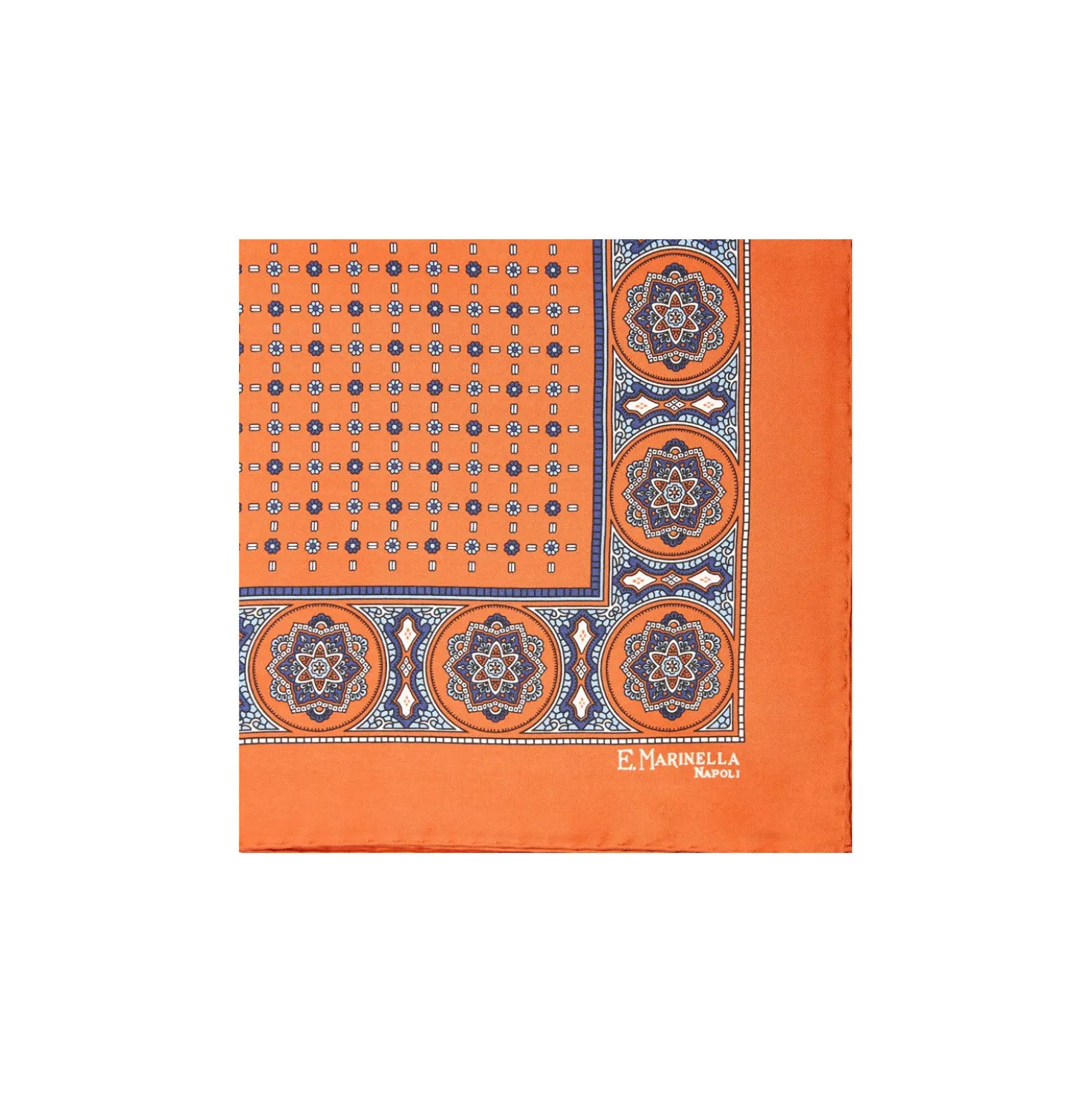 POCHETTE DA TASCHINO IN SETA STAMPATA A MANO ARANCIONE Microfantasia fiore