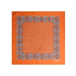 POCHETTE DA TASCHINO IN SETA STAMPATA A MANO ARANCIONE Microfantasia fiore