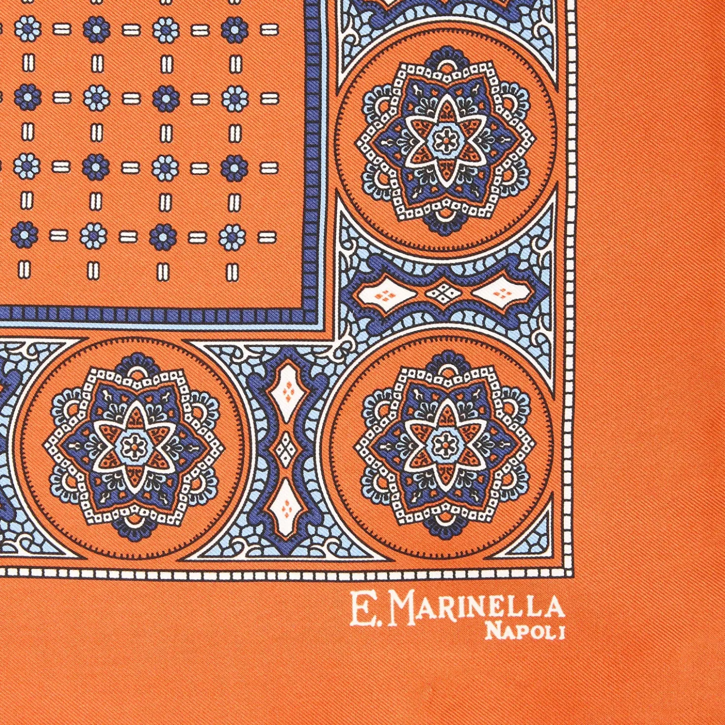 POCHETTE DA TASCHINO IN SETA STAMPATA A MANO ARANCIONE Microfantasia fiore