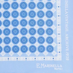 POCHETTE DA TASCHINO IN SETA STAMPATA A MANO AZZURRO Fantasia archivio 1959