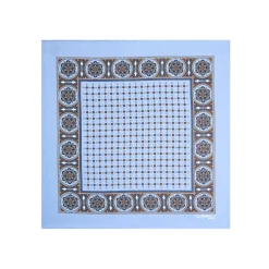 POCHETTE DA TASCHINO IN SETA STAMPATA A MANO AZZURRA Microfantasia fiore