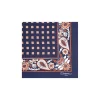 POCHETTE DA TASCHINO IN SETA STAMPATA A MANO BLU SCURO Microfantasia fiore