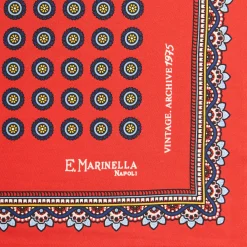 POCHETTE DA TASCHINO IN SETA STAMPATA A MANO ROSSA Fantasia archivio 1975
