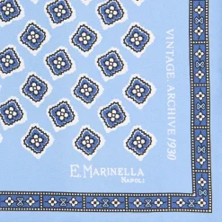 POCHETTE DA TASCHINO IN SETA STAMPATA A MANO AZZURRA Fantasia archivio 1930