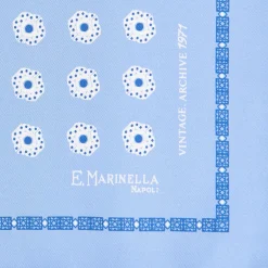 POCHETTE DA TASCHINO IN SETA STAMPATA A MANO AZZURRA Fantasia archivio 1971