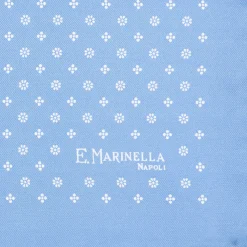 POCHETTE DA TASCHINO IN SETA STAMPATA A MANO AZZURRA Microfantasia fiore