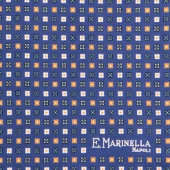 POCHETTE DA TASCHINO IN SETA STAMPATA A MANO BLU Microfantasia fiore