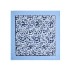 POCHETTE DA TASCHINO IN SETA STAMPATA A MANO AZZURRA Fantasia archivio 1975