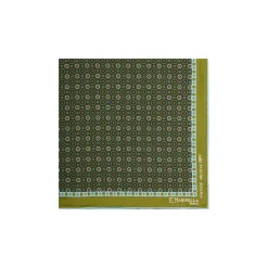 POCHETTE DA TASCHINO IN SETA STAMPATA A MANO VERDE OLIVA Fantasia archivio 1971