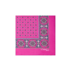 POCHETTE DA TASCHINO IN SETA STAMPATA A MANO FUCSIA Microfantasia fiore