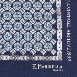 POCHETTE DA TASCHINO IN SETA STAMPATA A MANO BLU Fantasia archivio 1959