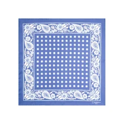 POCHETTE DA TASCHINO IN SETA STAMPATA A MANO AZZURRA Microfantasia fiore
