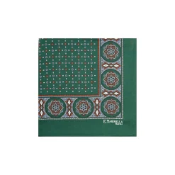 POCHETTE DA TASCHINO IN SETA STAMPATA A MANO VERDE SCURO Microfantasia fiore