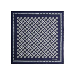 POCHETTE DA TASCHINO IN SETA STAMPATA A MANO BLU SCURO Fantasia archivio 1930