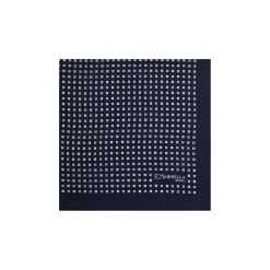 POCHETTE DA TASCHINO IN SETA STAMPATA A MANO BLU SCURO Microfantasia fiore