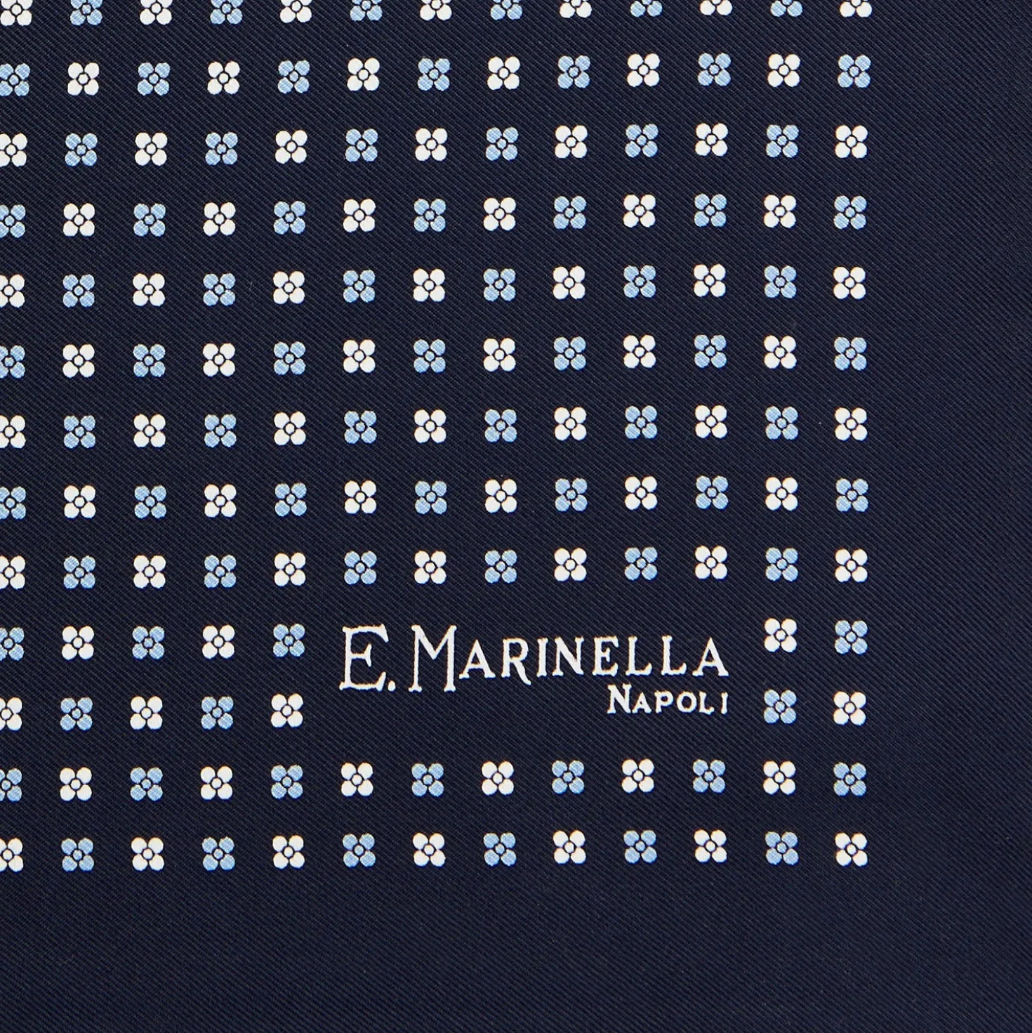 POCHETTE DA TASCHINO IN SETA STAMPATA A MANO BLU SCURO Microfantasia fiore