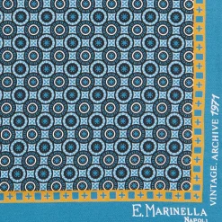 POCHETTE DA TASCHINO IN SETA STAMPATA A MANO BLU MEDIO Fantasia archivio 1971