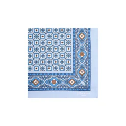 POCHETTE DA TASCHINO IN SETA STAMPATA A MANO AZZURRA Macrofantasia fiore