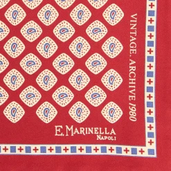 POCHETTE DA TASCHINO IN SETA STAMPATA A MANO BORDEAUX Fantasia archivio 1980