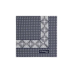 POCHETTE DA TASCHINO IN SETA STAMPATA A MANO BLU SCURO Microfantasia fiore