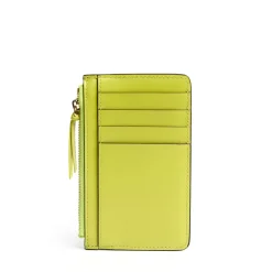 PORTA CARTE DI CREDITO GIALLO In pelle con zip