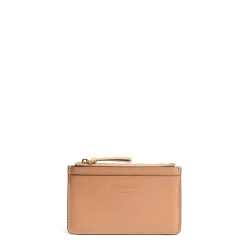 PORTA CARTE DI CREDITO MARRONE CHIARO In pelle con zip
