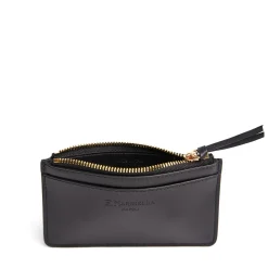 PORTA CARTE DI CREDITO NERO In pelle con zip