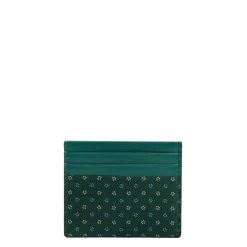 PORTACARTE DI CREDITO SETA E PELLE VERDE SCURO 5 scomparti