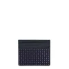 PORTACARTE DI CREDITO SETA E PELLE BLU SCURO 5 scomparti