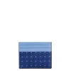 PORTACARTE DI CREDITO SETA E PELLE AZZURRO POLVERE 5 scomparti