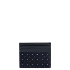 PORTACARTE DI CREDITO SETA E PELLE BLU SCURO 5 scomparti