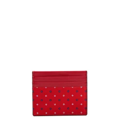 PORTACARTE DI CREDITO SETA E PELLE ROSSO 5 scomparti