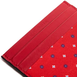 PORTACARTE DI CREDITO SETA E PELLE ROSSO 5 scomparti