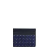 PORTACARTE DI CREDITO SETA E PELLE BLU SCURO 5 scomparti