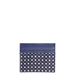 PORTACARTE DI CREDITO SETA E PELLE BLU SCURO 5 scomparti