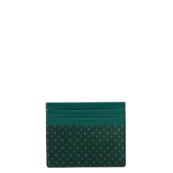 PORTACARTE DI CREDITO SETA E PELLE VERDE SCURO 5 scomparti