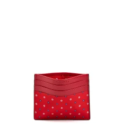 PORTACARTE DI CREDITO SETA E PELLE ROSSO 5 scomparti