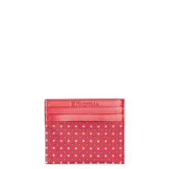 PORTACARTE DI CREDITO SETA E PELLE ROSSO 5 scomparti