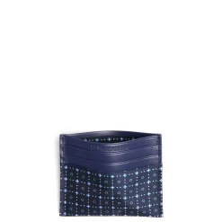 PORTACARTE DI CREDITO SETA E PELLE BLU SCURO 5 scomparti